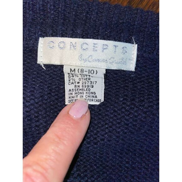 Concepts Button Down Geometric Multi Color Long Sleeve Navy Blue& White Cardigan - Picture 10 of 10